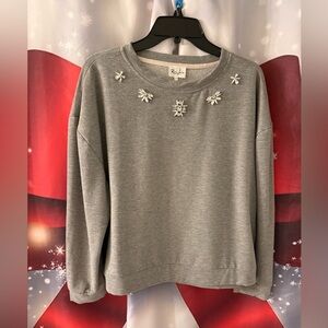 Gray Embellished Sweatshirt